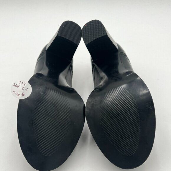 YDN Black Chunky High Heels Round Toe Oxford Loafer Shoe - Picture 6 of 6